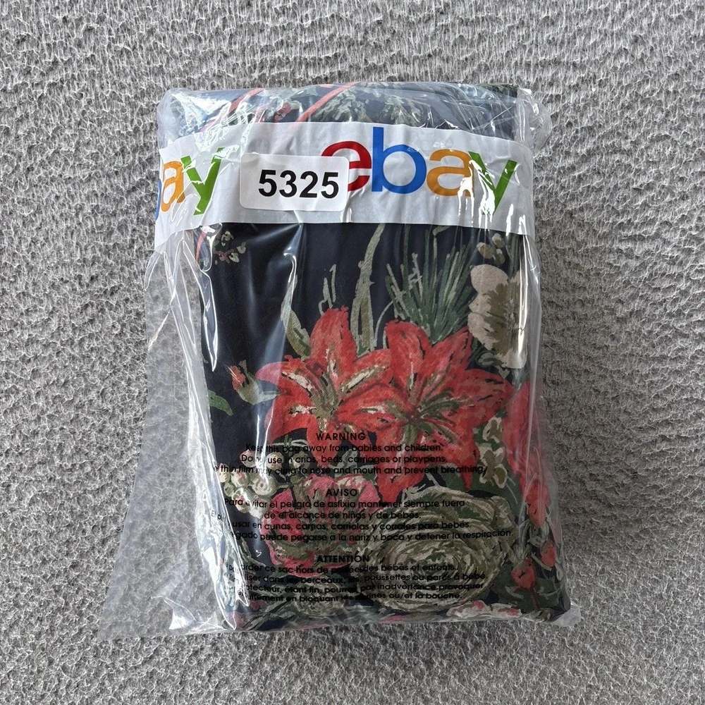 April Cornell Tablecloth 65x68 Round Red Pink Green Floral Merry Black Cotton